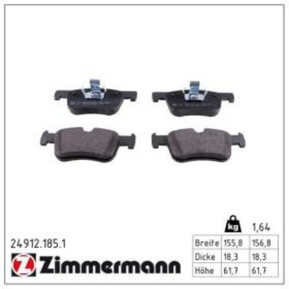 slika 24912.185.1 Pločice kočione prednje BMW 1 F20-F21-BMW 3F30-F31-F80-BMW 4 F32-F33-F82-F83-BMW Gran Coupe F36-zamenski rezervni deo