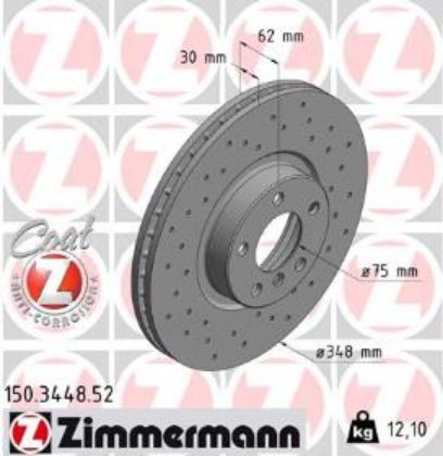slika 150.3448.52 Disk kočioni prednji BMW X5  E70-BMW X5  F15-F85-BMW X6  E71-E72-BMW X6 F16-F86-zamenski rezervni deo