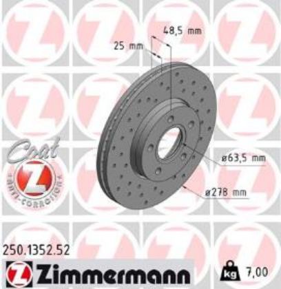 slika 250.1352.20 Disk kočioni prednji Ford C-Max-Ford Focus 2-Ford Focus 3-Volvo C30-Volvo C70 II-Volvo S40 II-Volvo V50-zamenski rezervni deo