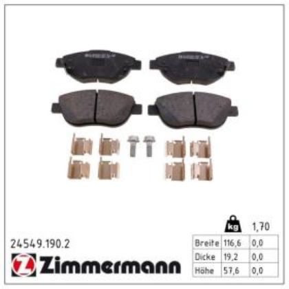 slika 24549.190.2 Pločice kočione prednje Fiat 500L 0.9-1.3 D Multijet-1.4-1.6 D Multijet-Opel Corsa D 1.3 CDTI-zamenski rezervni deo