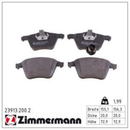 slika 23913.200.2-Pločice kočione prednje Audi A3-Audi TT-Audi TT Roadster-Seat Leon 1.2TSI-1.4 TSI-1.6 TDI-1.8 TSI-1.9 TDI-2.0-VW Golf 6 2.0 GTI-2R 4Motion-VW Scirocco 1.4 TSI-2.0 R-zamenski rezervni deo