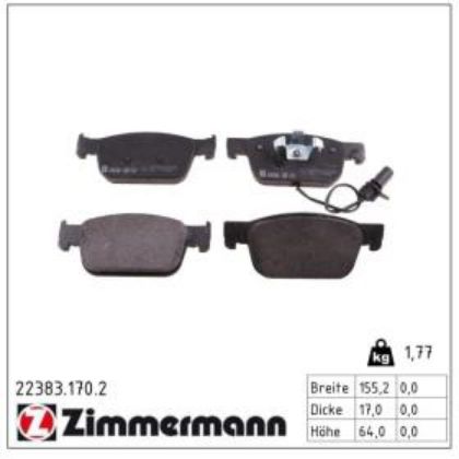 slika 22383.170.2-Pločice kočione prednje Audi A4 Allroad B9 2.0 TFSI-2.0 TDI-3.0 TDI-Audi A5 1.4 TFSI-2.0 TFSI-2.0 TDI-3.0 TDI-zamenski rezervni deo