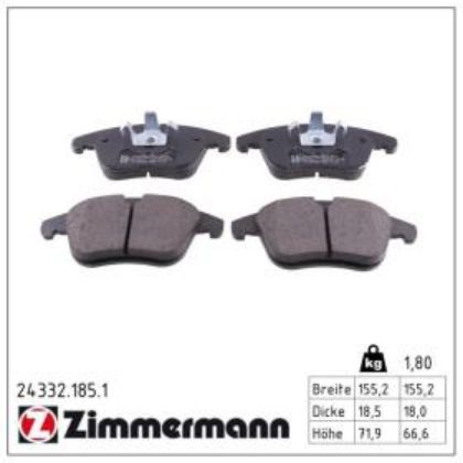 slika 24332.185.1-Pločice kočione prednje Citroen C5 II-Citroen C 5 III-Citroen Evasion-Peugeot 407-Peugeot 508 I-zamenski rezervni deo