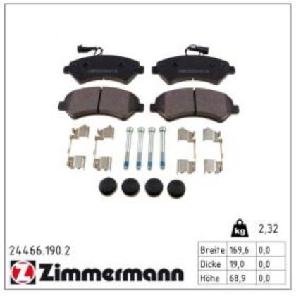 slika 24466.190.2-Pločice kočione prednje Citroen Jumper 3  2.0 BlueHDi-2.2 HDi-3.0 HDi-Fiat Ducato 250 2.0 D Multijet-2.2 D Multijet-2.3 D Multijet-3.0 D Multijet-Peugeot Boxer 2.0 BlueHDi-2.2 HDi-3.0 HDi