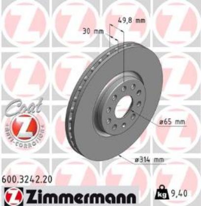 slika 600.3242.20-Disk kočioni prednji Seat Alhambra 2  1.4 TSI-1.8 TSI-2.0 TSI-2.0 TDI-Škoda Kodiaq 1.4 TSI-1.6 TDI-2.0 TSI-2.0 TDI-VW Sharan 1.4 TSI-1.8 TSI-2.0 TSI-2.0 TDI-VW Tiguan 1.4 TSI-1.5 TSI-2.0