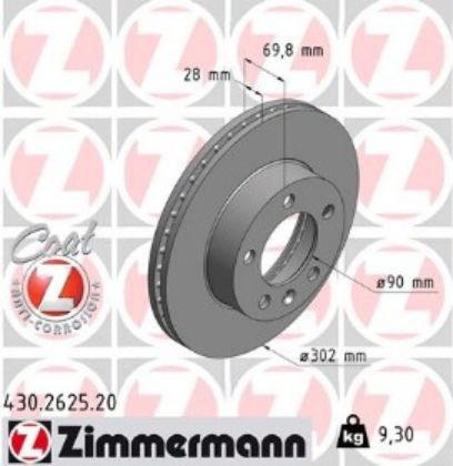 slika 430.2625.20-Disk kočioni prednji Nissan NV400 2.3 dCi-Opel Movano B 2.3 CDTI-Renault Master 3  2.3 dCi-zamenski rezervni deo