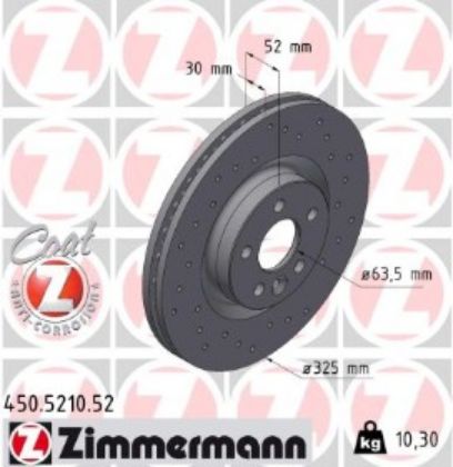 slika 450.5210.52-Disk kočioni prednji Jaguar E-Pace 1.5 270e-P300-2.0 P200-P250-2.0 D-2.2 D-Landrover Discovery Sport 1.5 270e-P300-2.0 P200-P250-2.0 D-2.2 D-Landrover Range Rover Evoque 2.0 16V-2.0 D