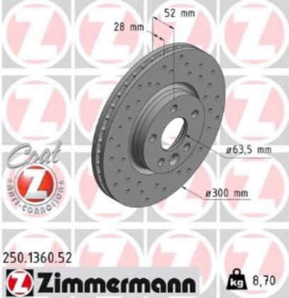 slika 250.1360.20-Disk kočioni prednji Ford Galaxy 2  1.6 TDCi-1.6 EcoBoost-1.8 TDCi-2.0 TDCi-2.0-2.2 TDCi-2-3-Landrover 2  2.2eD4-2.2 TD4-2.2 SD4-Landrover Range Rover Evoque 2.0-2.0 D-2.2 D-Volvo S60 II